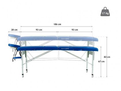 masszázságy, 4 zónás, aluvázas, 186x66cm, fekete, minőségi, összecsukható, hordozható, quirumed, budapest